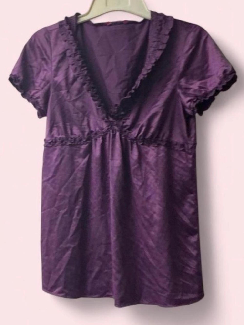 Vintage Y2K sunny Leigh purple top size medium regency royal stretchy fit